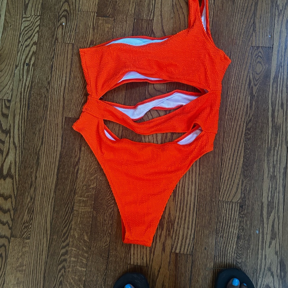 Fashinova Bright Orange One shoulder swimsuit